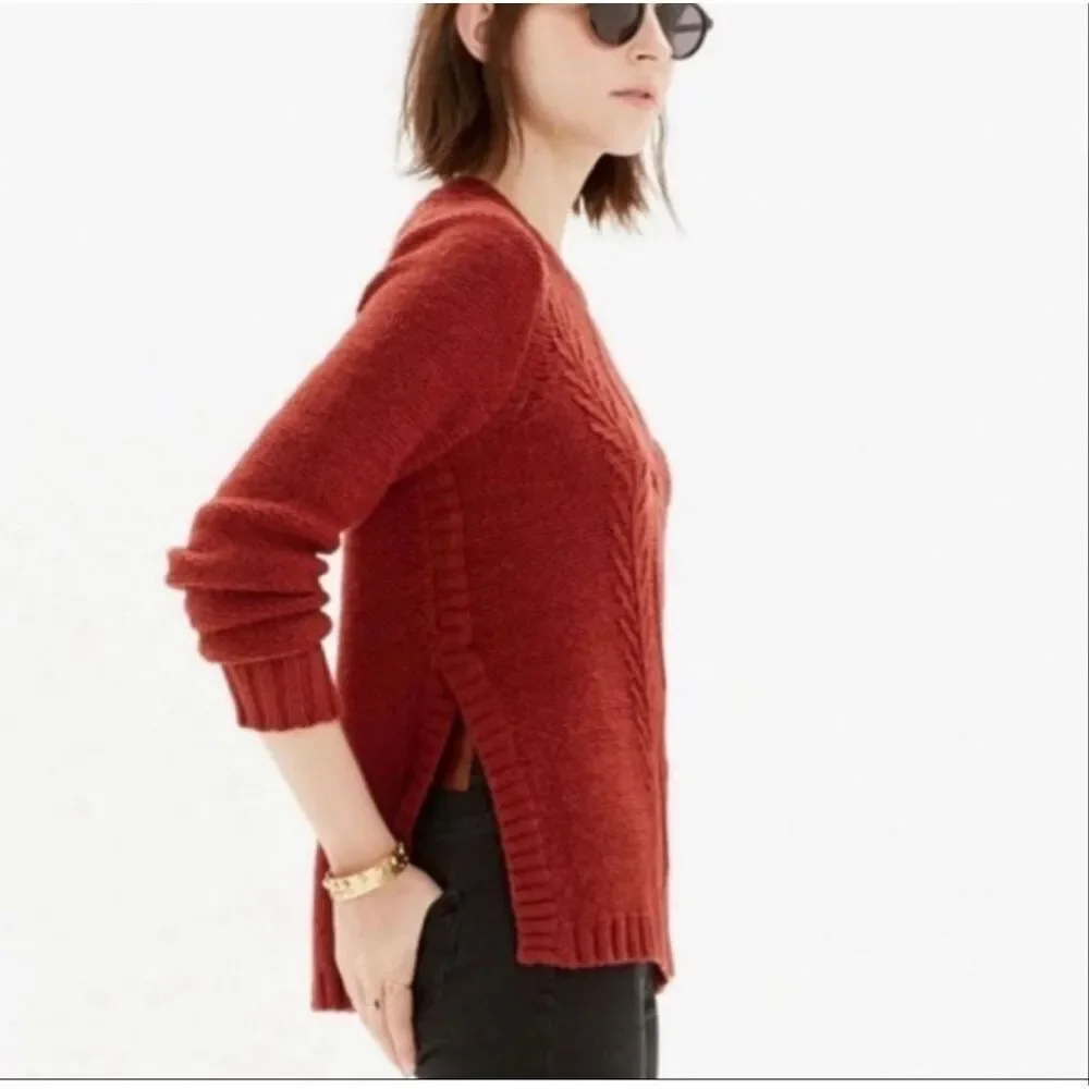 Madewell Firelight Cable Knit Pullover Sweater in a wool and alpaca blend size M